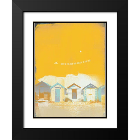 Beach Abstract II Black Modern Wood Framed Art Print with Double Matting by P.S. Art Studios