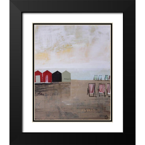 Beach Abstract III Black Modern Wood Framed Art Print with Double Matting by P.S. Art Studios