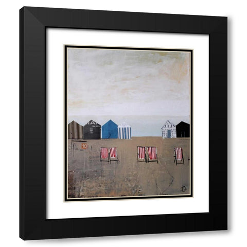 Beach Abstract IV Black Modern Wood Framed Art Print with Double Matting by P.S. Art Studios