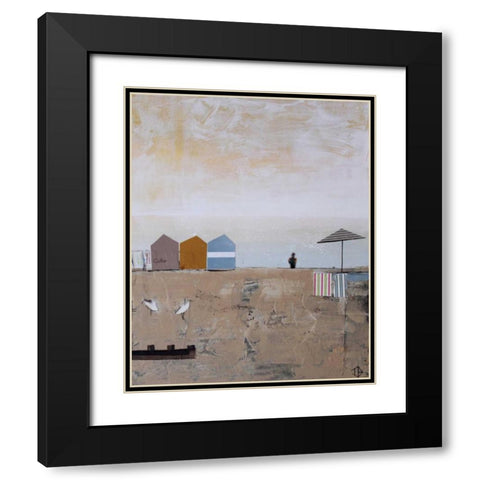 Beach Abstract V Black Modern Wood Framed Art Print with Double Matting by P.S. Art Studios