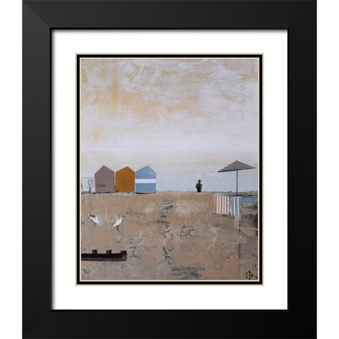 Beach Abstract V Black Modern Wood Framed Art Print with Double Matting by P.S. Art Studios