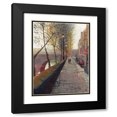 Serene Walk Black Modern Wood Framed Art Print with Double Matting by P.S. Art Studios