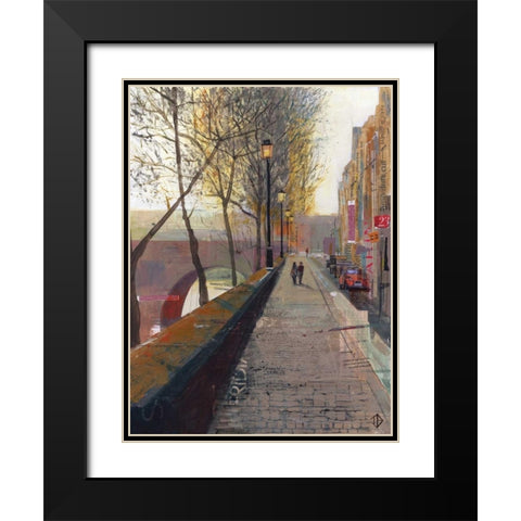 Serene Walk Black Modern Wood Framed Art Print with Double Matting by P.S. Art Studios