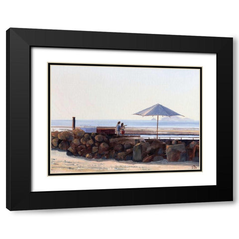Pier View Black Modern Wood Framed Art Print with Double Matting by P.S. Art Studios