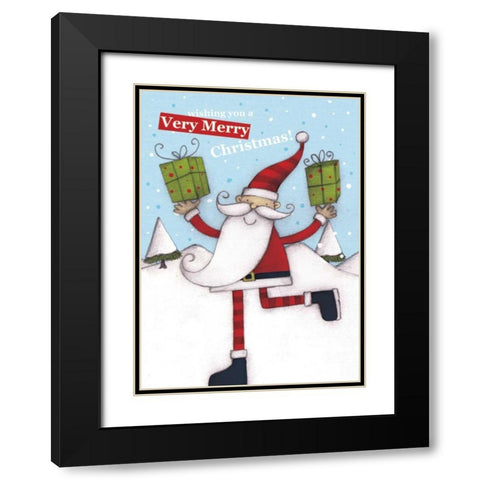 Merry Christmas Black Modern Wood Framed Art Print with Double Matting by P.S. Art Studios