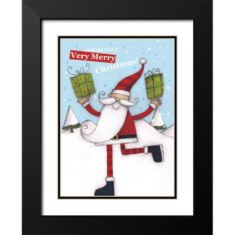 Merry Christmas Black Modern Wood Framed Art Print with Double Matting by P.S. Art Studios