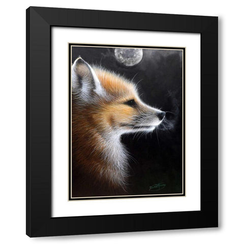 Fox Black Modern Wood Framed Art Print with Double Matting by P.S. Art Studios