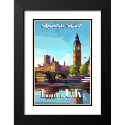 London Black Modern Wood Framed Art Print with Double Matting by P.S. Art Studios