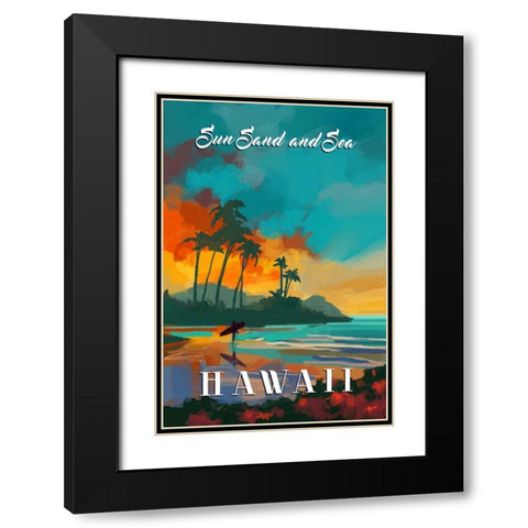 Hawaii Black Modern Wood Framed Art Print with Double Matting by P.S. Art Studios