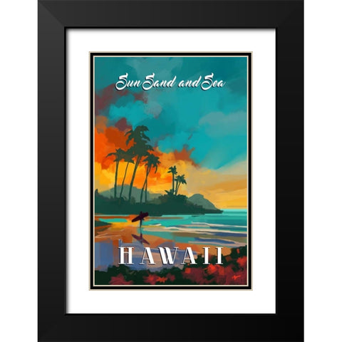 Hawaii Black Modern Wood Framed Art Print with Double Matting by P.S. Art Studios
