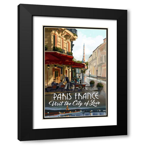 Paris, France Black Modern Wood Framed Art Print with Double Matting by P.S. Art Studios