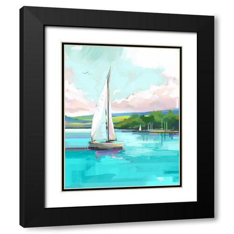 Sailboat Black Modern Wood Framed Art Print with Double Matting by P.S. Art Studios