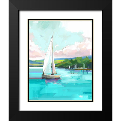 Sailboat Black Modern Wood Framed Art Print with Double Matting by P.S. Art Studios
