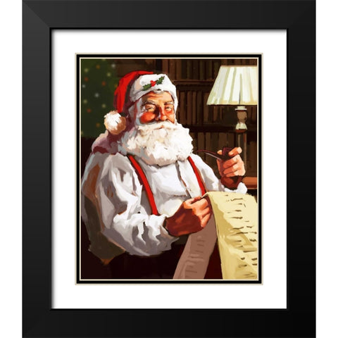 Santas List Black Modern Wood Framed Art Print with Double Matting by P.S. Art Studios