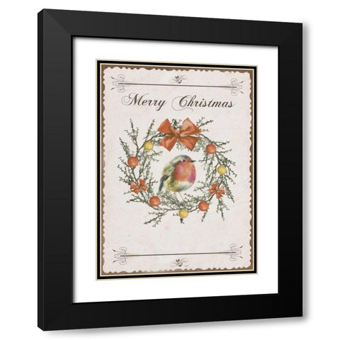 Merry Christmas Black Modern Wood Framed Art Print with Double Matting by P.S. Art Studios