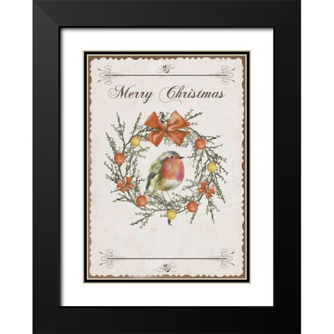 Merry Christmas Black Modern Wood Framed Art Print with Double Matting by P.S. Art Studios
