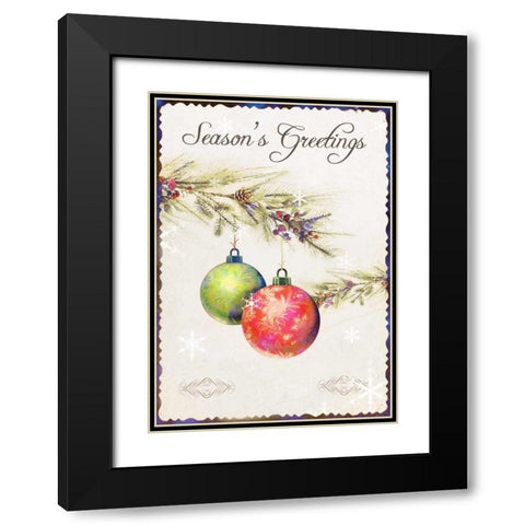 Seasons Greetings Black Modern Wood Framed Art Print with Double Matting by P.S. Art Studios