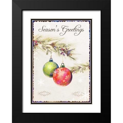 Seasons Greetings Black Modern Wood Framed Art Print with Double Matting by P.S. Art Studios