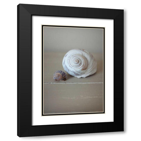 Shells on Beige I Black Modern Wood Framed Art Print with Double Matting by P.S. Art Studios