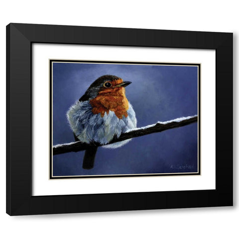 Resting Bird Black Modern Wood Framed Art Print with Double Matting by P.S. Art Studios