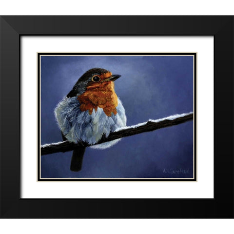 Resting Bird Black Modern Wood Framed Art Print with Double Matting by P.S. Art Studios