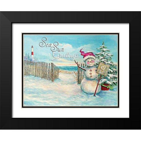 Sea Sun Greetings Black Modern Wood Framed Art Print with Double Matting by P.S. Art Studios