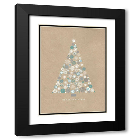 Merry Christmas Black Modern Wood Framed Art Print with Double Matting by P.S. Art Studios