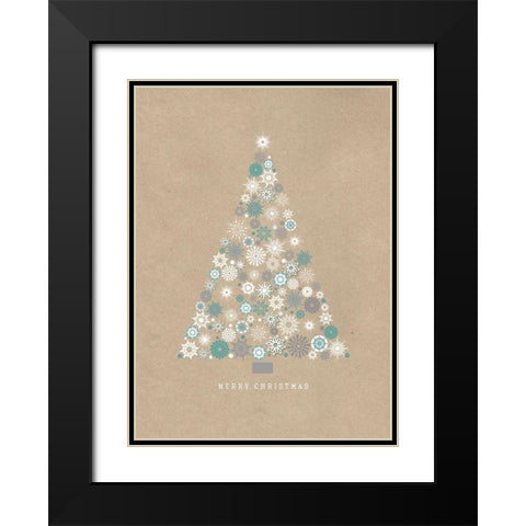 Merry Christmas Black Modern Wood Framed Art Print with Double Matting by P.S. Art Studios