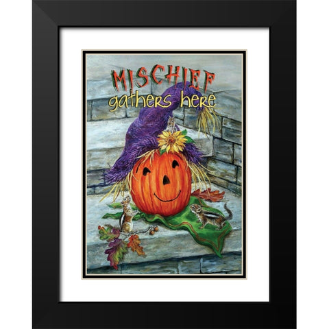 Mischief Gathers Here Black Modern Wood Framed Art Print with Double Matting by P.S. Art Studios