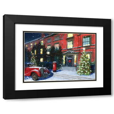 Holiday Festive Black Modern Wood Framed Art Print with Double Matting by P.S. Art