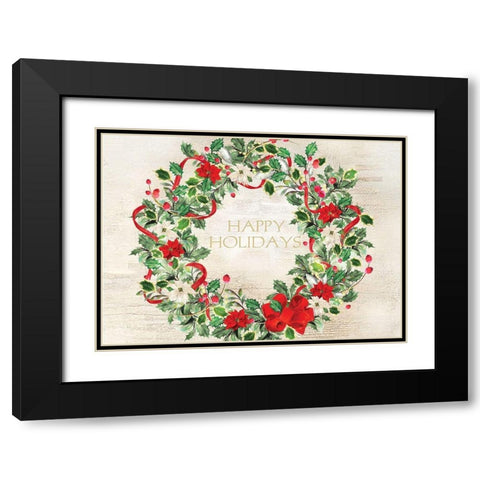 Happy Holidays Black Modern Wood Framed Art Print with Double Matting by P.S. Art