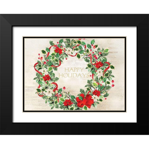 Happy Holidays Black Modern Wood Framed Art Print with Double Matting by P.S. Art