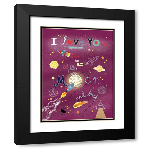 To the Moon Black Modern Wood Framed Art Print with Double Matting by P.S. Art