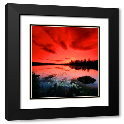 Scarlett Night Black Modern Wood Framed Art Print with Double Matting by P.S. Art