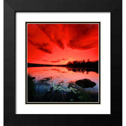 Scarlett Night Black Modern Wood Framed Art Print with Double Matting by P.S. Art
