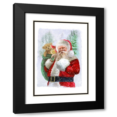 Shh Santa Black Modern Wood Framed Art Print with Double Matting by P.S. Art