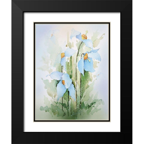 Blue Flowers II Black Modern Wood Framed Art Print with Double Matting by P.S. Art