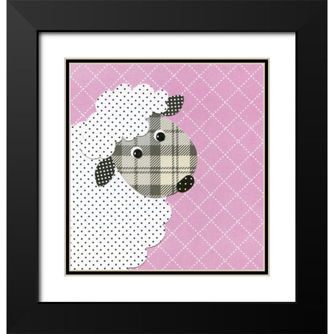 Sheep Black Modern Wood Framed Art Print with Double Matting by P.S. Art