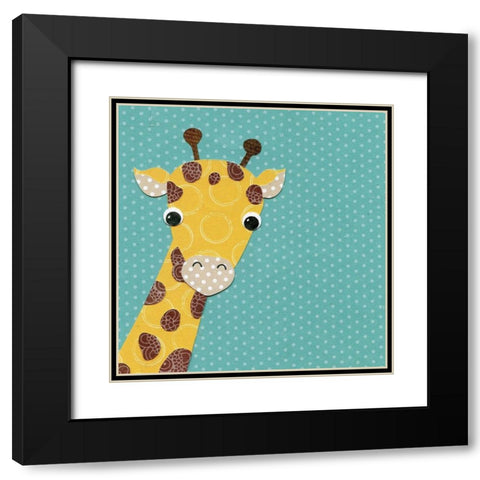 Giraffe Black Modern Wood Framed Art Print with Double Matting by P.S. Art