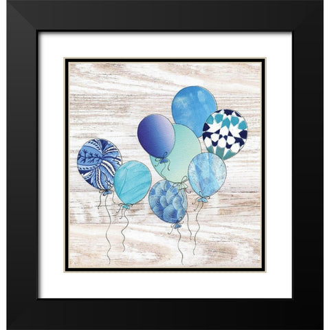 Balloons Black Modern Wood Framed Art Print with Double Matting by P.S. Art
