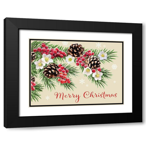 Merry Christmas Black Modern Wood Framed Art Print with Double Matting by P.S. Art