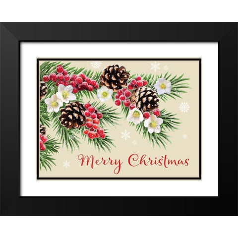 Merry Christmas Black Modern Wood Framed Art Print with Double Matting by P.S. Art