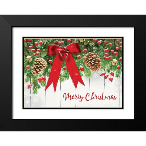 Merry Christmas Black Modern Wood Framed Art Print with Double Matting by P.S. Art