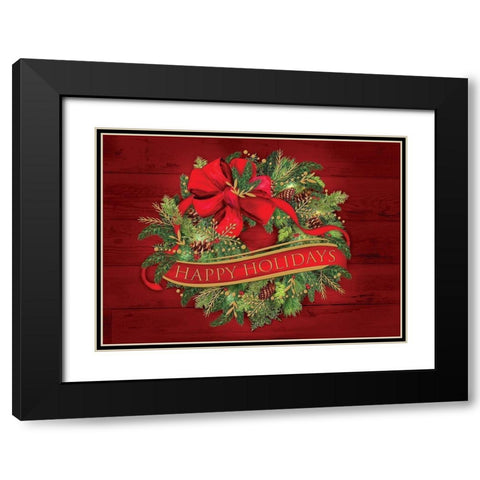 Christmas Wreath Black Modern Wood Framed Art Print with Double Matting by P.S. Art