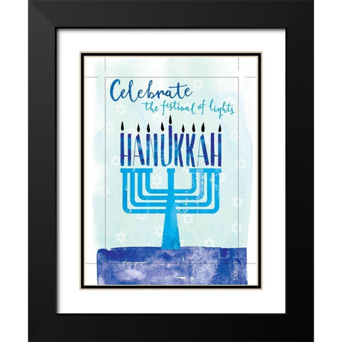 Hanukkah Black Modern Wood Framed Art Print with Double Matting by P.S. Art