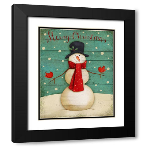 Merry Christmas Black Modern Wood Framed Art Print with Double Matting by P.S. Art