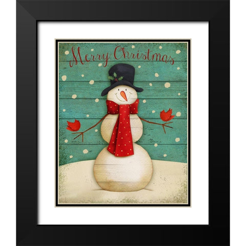 Merry Christmas Black Modern Wood Framed Art Print with Double Matting by P.S. Art