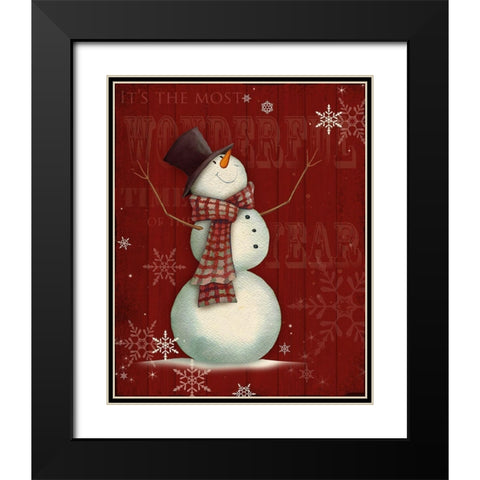 Snowman I Black Modern Wood Framed Art Print with Double Matting by P.S. Art