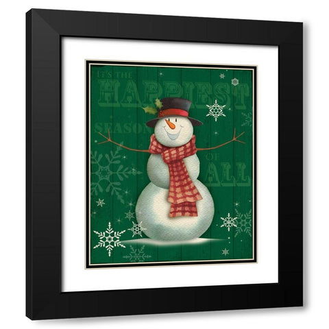 Snowman II Black Modern Wood Framed Art Print with Double Matting by P.S. Art