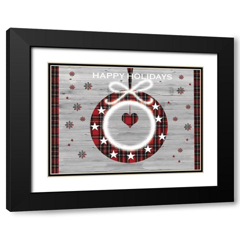Happy Holidays Wreath Black Modern Wood Framed Art Print with Double Matting by P.S. Art